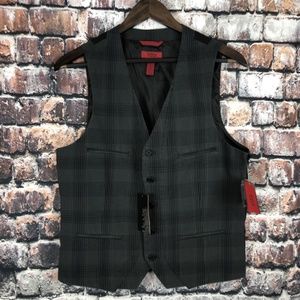 ALFANI MENS NEW GREY Plaid Small SLIM Vest